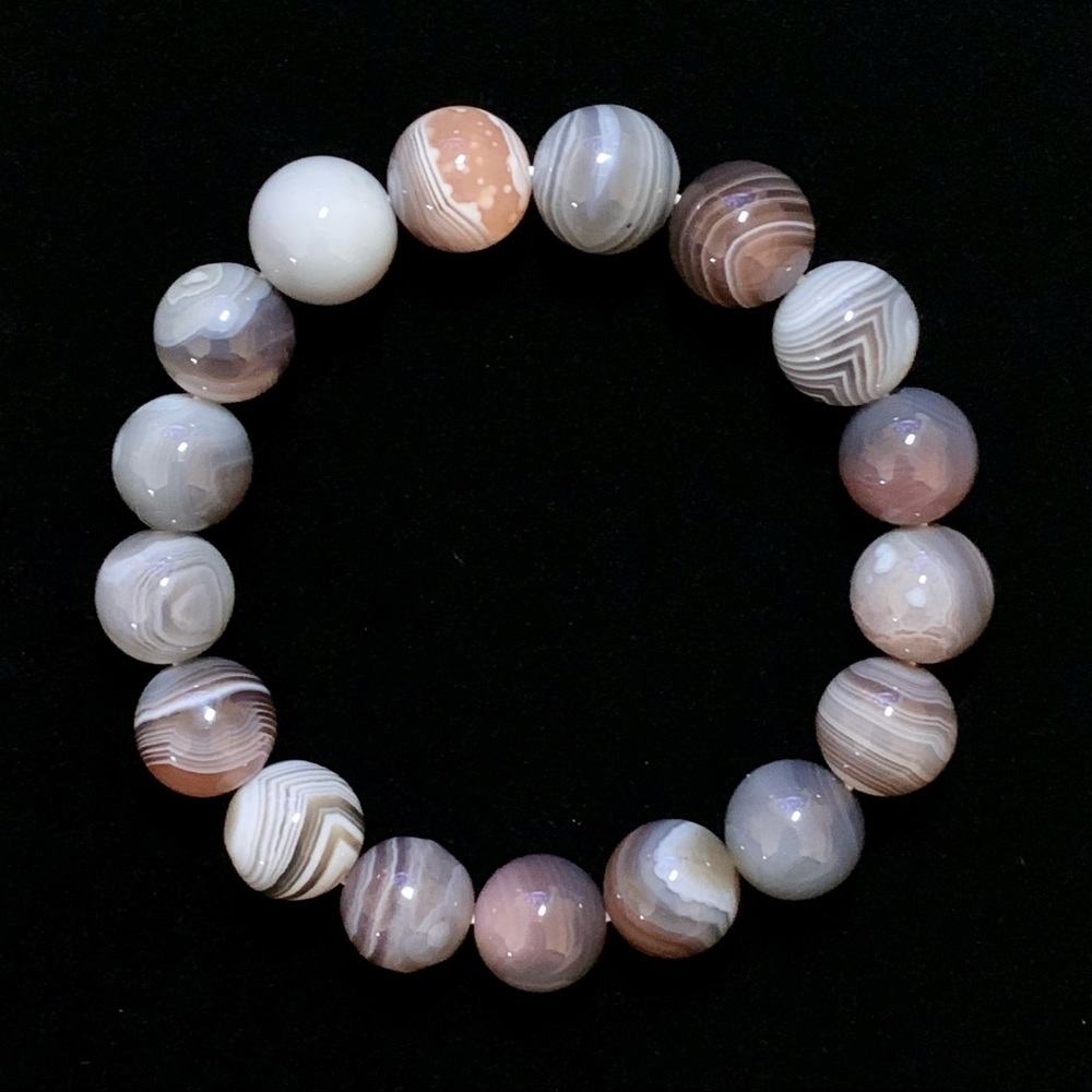 Natural Botswana Agate Gemstone Bracelet - Picture 1 of 4